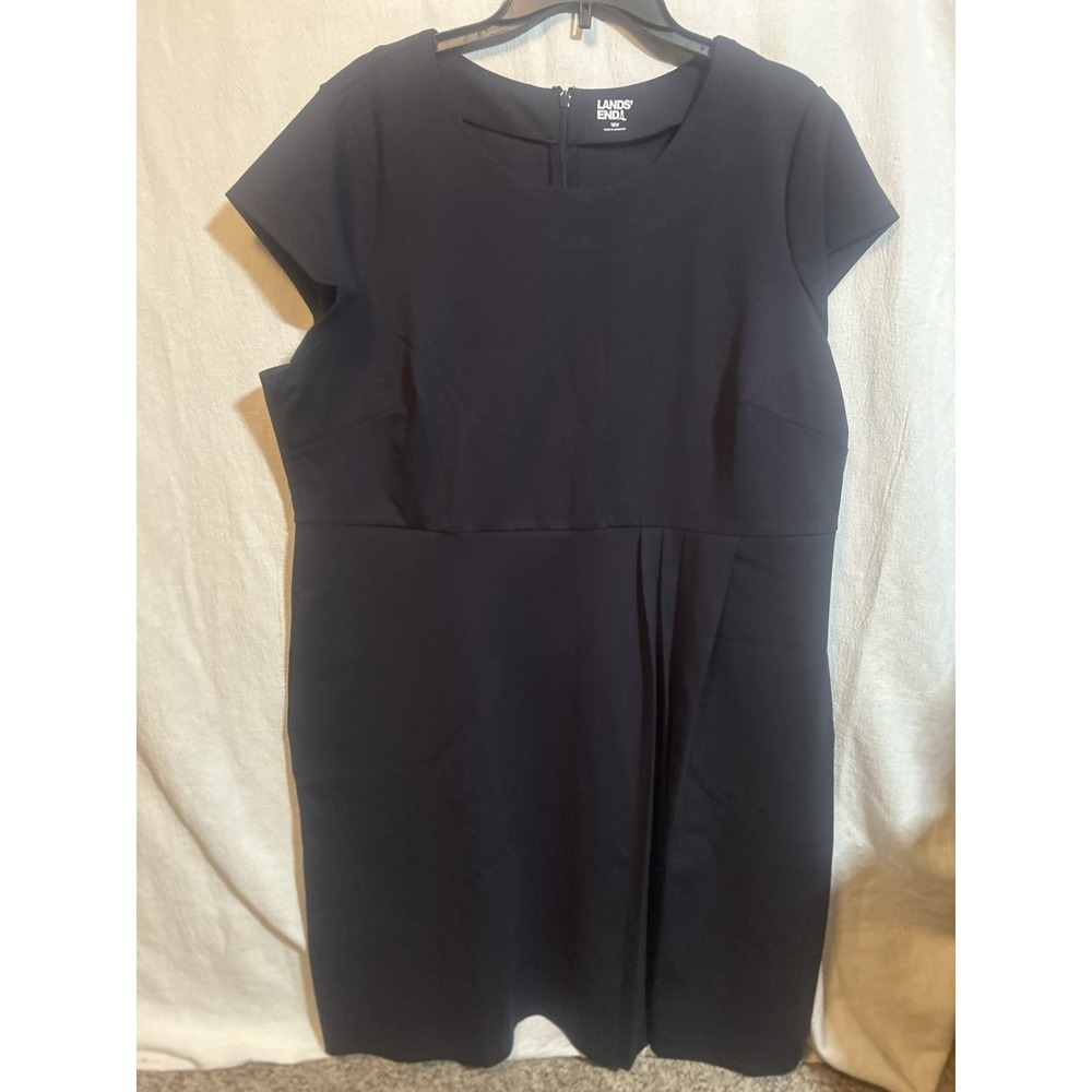 Lands End Women's Box Pleat Ponte Dress True Navy 18W Still In Package NWT